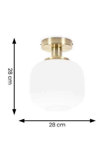 ValueLights Calpe Opal White Flush Light with White Oval Shade