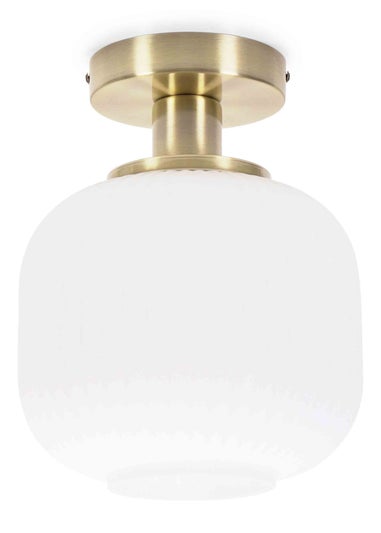 ValueLights Calpe Opal White Flush Light with White Oval Shade