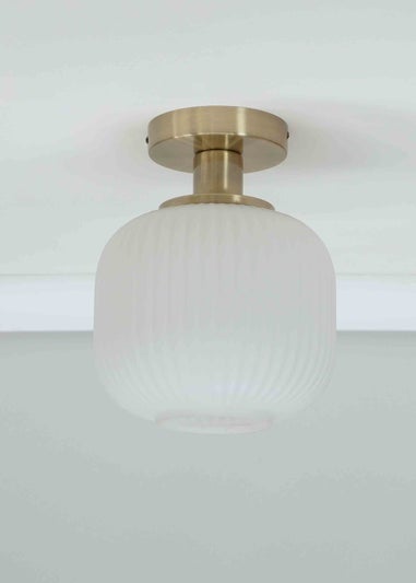 ValueLights Calpe Opal White Flush Light with White Oval Shade