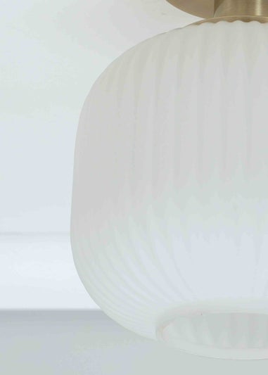 ValueLights Calpe Opal White Flush Light with White Oval Shade