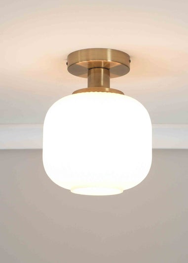 ValueLights Calpe Opal White Flush Light with White Oval Shade