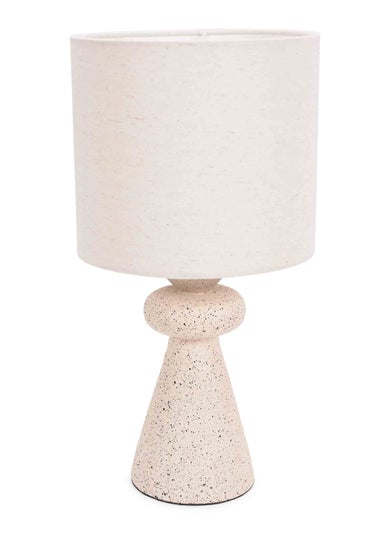 ValueLights Cady Cement Effect Natural Table Lamp with Small Drum Shade