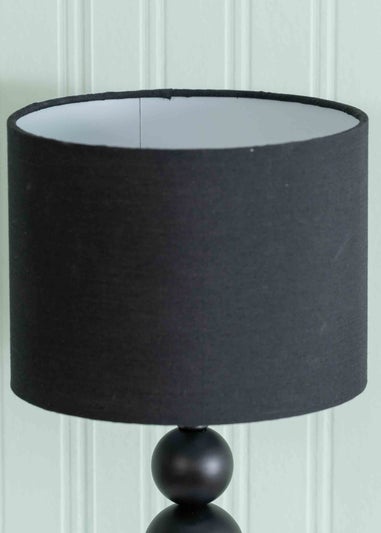 ValueLights Marissa  Black Table Lamp with Black Drum Shade (36cm x 17cm x 17cm)