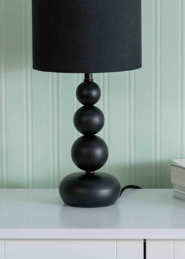 ValueLights Marissa  Black Table Lamp with Black Drum Shade (36cm x 17cm x 17cm)