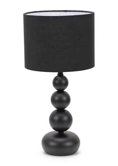 ValueLights Marissa  Black Table Lamp with Black Drum Shade (36cm x 17cm x 17cm)