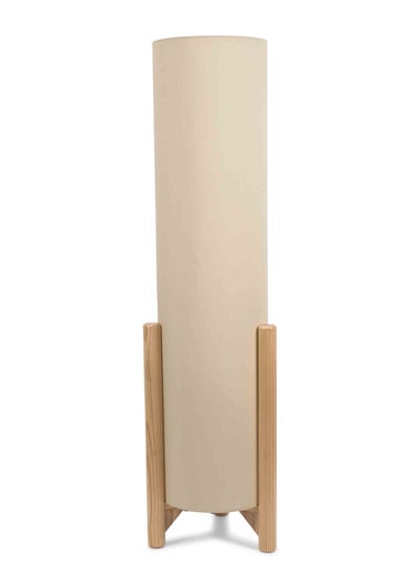 ValueLights Henry Oak Effect Natural Floor Lamp with XL Drum Shade