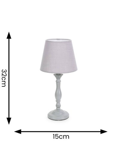 ValueLights Sara Grey Table Lamp with Grey Tapered Shade (32cm x 15cm x 15cm)