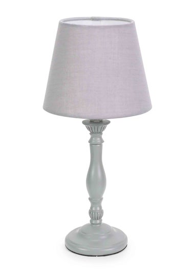 ValueLights Sara  Grey Table Lamp with Grey Tapered Shade (32cm x 15cm x 15cm)