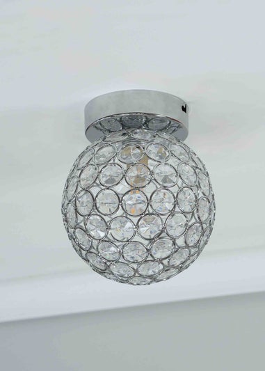 ValueLights Ella Clear Silver Flush Light (17cm x 15cm x 15cm)