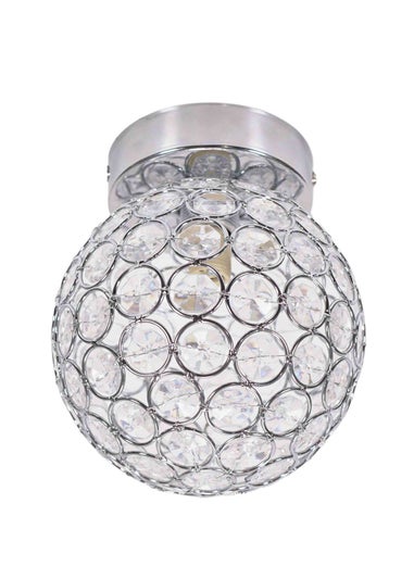 ValueLights Ella Clear Silver Flush Light (17cm x 15cm x 15cm)