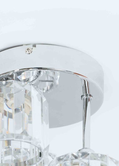 ValueLights Beth Polished Silver Semi-Flush Light with White  Shade (20cm x 19.5cm x 18.5cm)