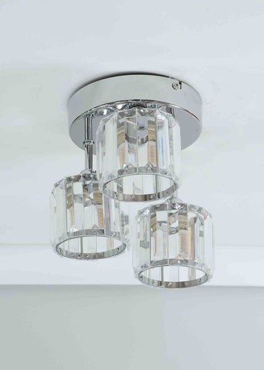 ValueLights Beth Polished Silver Semi-Flush Light with White  Shade (20cm x 19.5cm x 18.5cm)