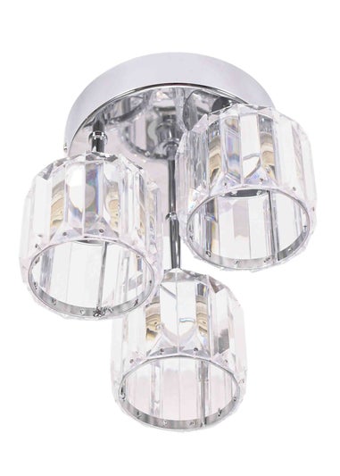 ValueLights Beth Polished Silver Semi-Flush Light with White  Shade (20cm x 19.5cm x 18.5cm)