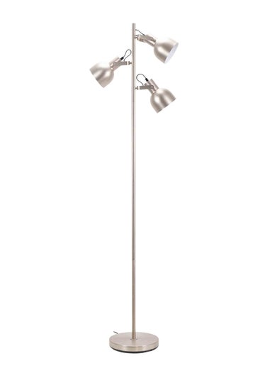 ValueLights Brushed Silver Floor Lamp with Silver Dome Shade (162cm x 45cm x 25cm)