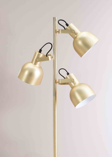 ValueLights Brushed Gold Floor Lamp with Silver Dome Shade (162cm x 45cm x 25cm)