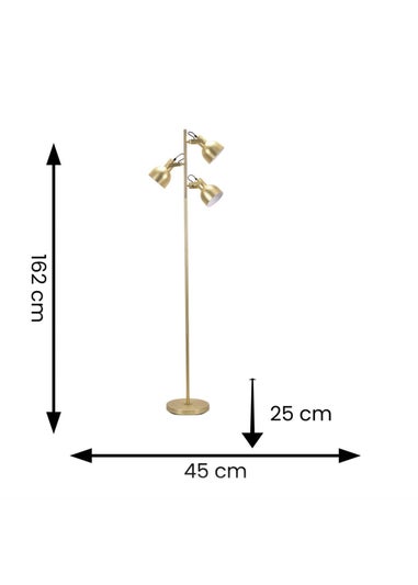 ValueLights Brushed Gold Floor Lamp with Silver Dome Shade (162cm x 45cm x 25cm)