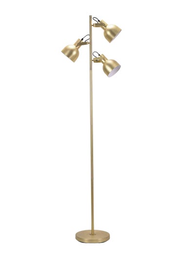 ValueLights Brushed Gold Floor Lamp with Silver Dome Shade (162cm x 45cm x 25cm)