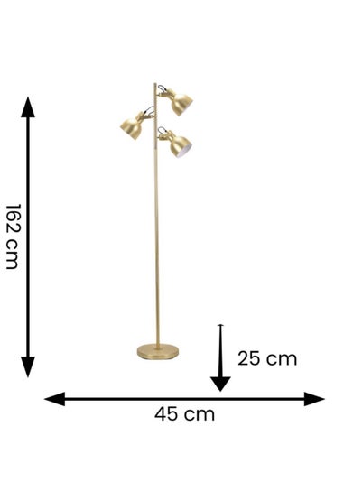 ValueLights Brushed Gold Floor Lamp with Silver Dome Shade (162cm x 45cm x 25cm)