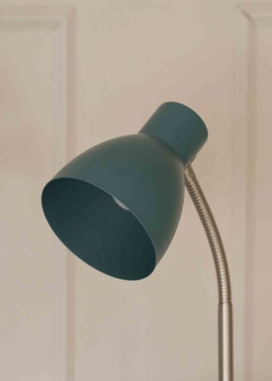 ValueLights Keela Matte Teal Table Lamp with Oval Shade (35cm x 14cm x 27cm)