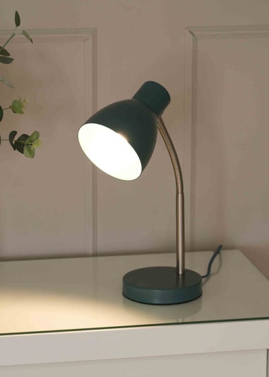 ValueLights Keela Matte Teal Table Lamp with Oval Shade (35cm x 14cm x 27cm)