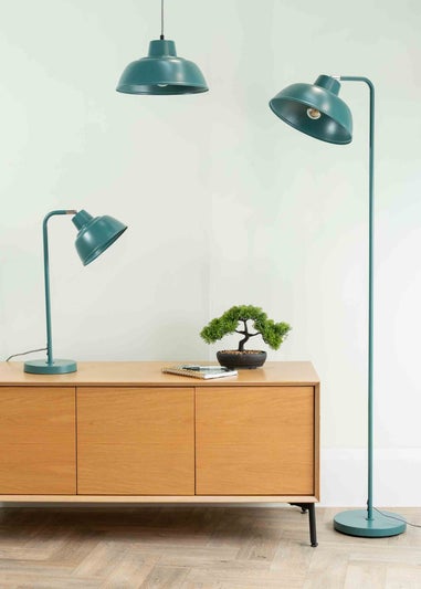 ValueLights Morris Matte Teal Pendant Light with Teal Dome Shade