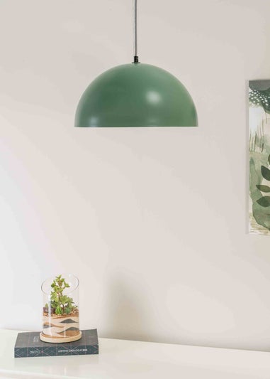 ValueLights Stassi Matte Green Pendant Light with Green Dome Shade