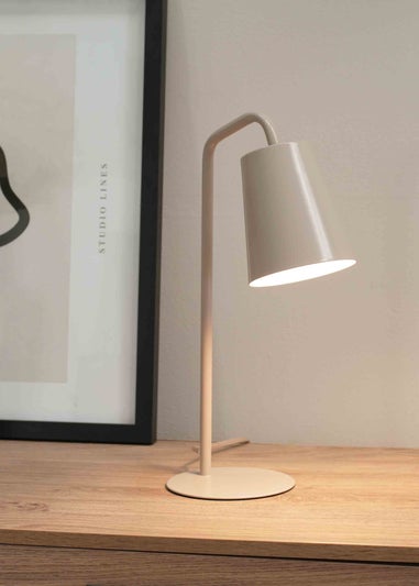 ValueLights Bibi Gloss Natural Table Lamp with Natural Tapered Shade