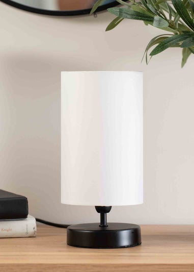 ValueLights Francis Dimmable Matte Black Table Lamp with White Drum Shade