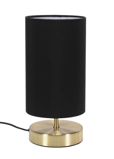 ValueLights Francis Dimmable Brushed Gold Table Lamp with Black Drum Shade