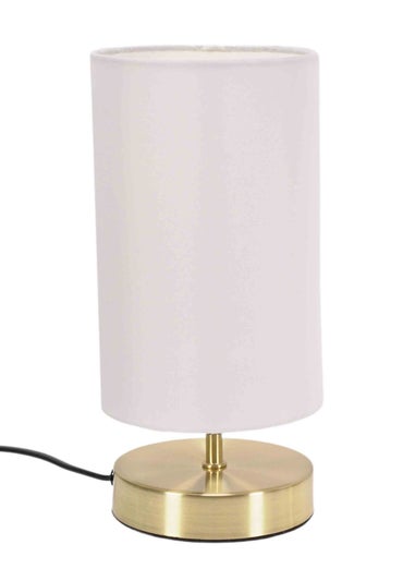 ValueLights Francis Dimmable Brushed Gold Table Lamp with White Drum Shade