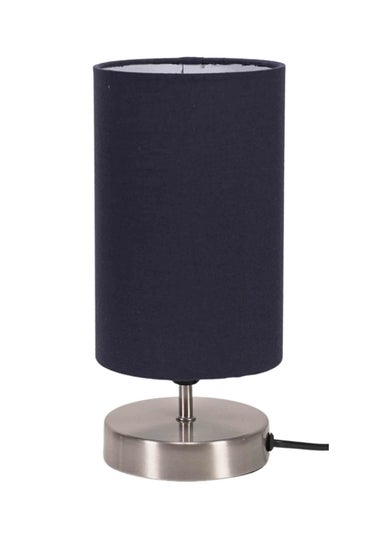 ValueLights Dimmable Silver Table Lamp with Blue Drum Shade