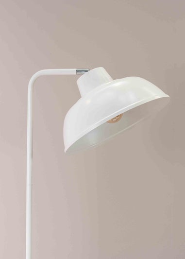 ValueLights Morris Matte White Floor Lamp with White Dome Shade