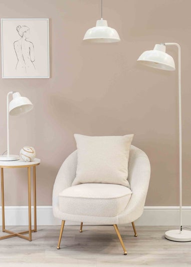 ValueLights Morris Matte White Floor Lamp with White Dome Shade