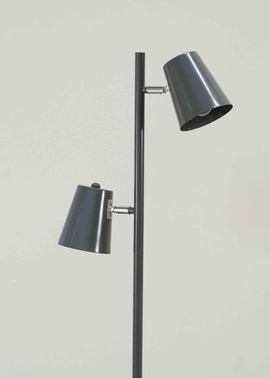 ValueLights Bibi Gloss Grey Floor Lamp with Grey Tapered Shade