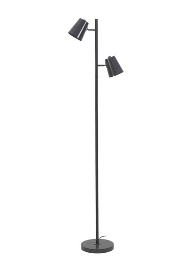 ValueLights Bibi Gloss Grey Floor Lamp with Grey Tapered Shade