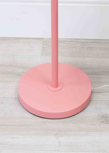 ValueLights Bibi Gloss Pink Floor Lamp with Pink Tapered Shade