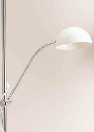 ValueLights Orion Matte White Floor Lamp with White Shade (181cm x 46cm x 25cm)