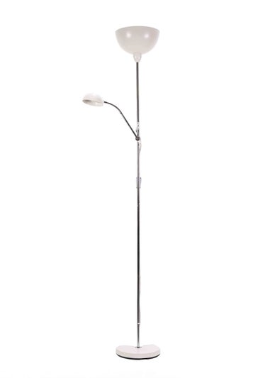 ValueLights Orion Matte White Floor Lamp with White Shade (181cm x 46cm x 25cm)