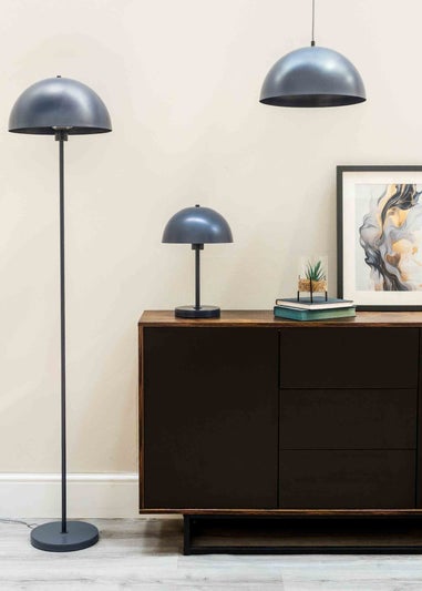 ValueLights Stassi Matte Blue Floor Lamp with Blue Dome Shade