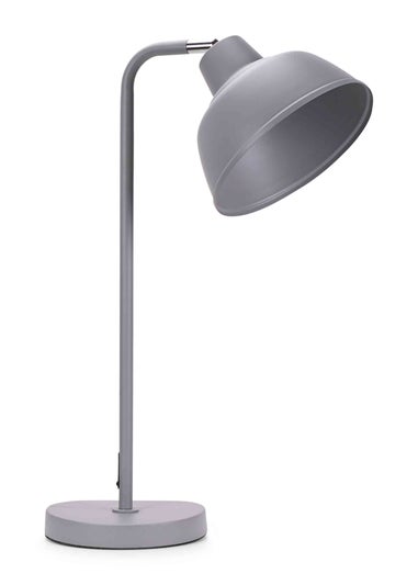 ValueLights Morris Matte Grey Table Lamp with Grey Dome Shade