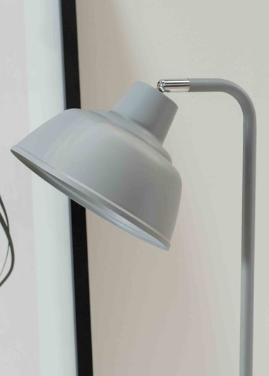 ValueLights Morris Matte Grey Table Lamp with Grey Dome Shade