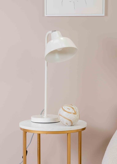 ValueLights Morris Matte White Table Lamp with White Dome Shade