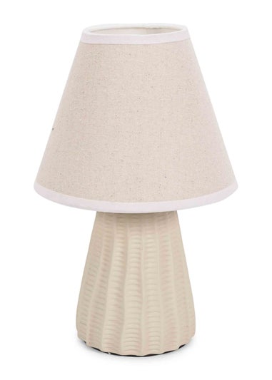 ValueLights Saskia Gloss Cream Table Lamp with Cream Tapered Shade