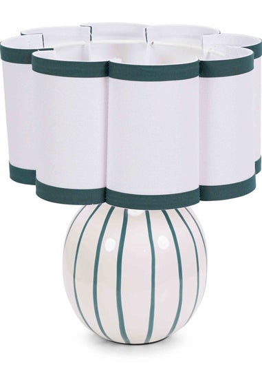 ValueLights Rohan Gloss Green Table Lamp with Cream Drum Shade