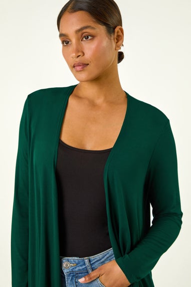 Roman Forest Green Waterfall Front Jersey Knit Cardigan