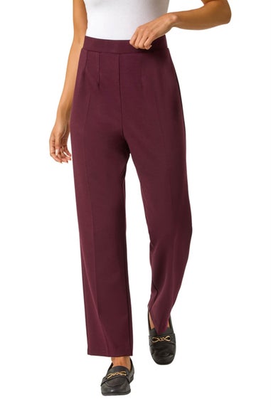 Roman Burgundy Petite Straight Leg Ponte Stretch Trouser
