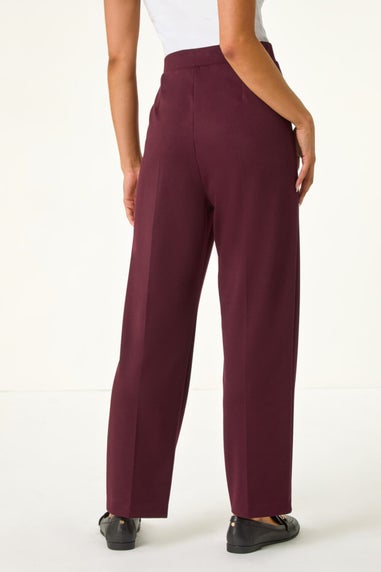 Roman Burgundy Petite Straight Leg Ponte Stretch Trouser
