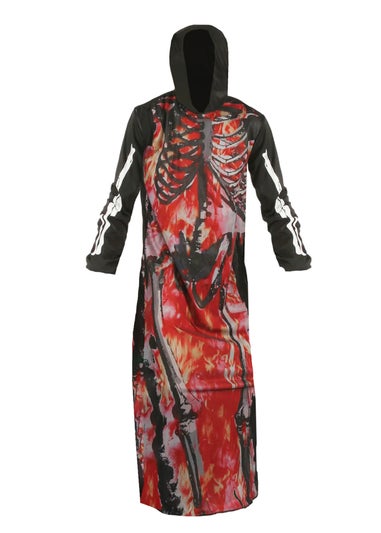 Bristol Novelty Black/Red Skeleton On Fire Costume