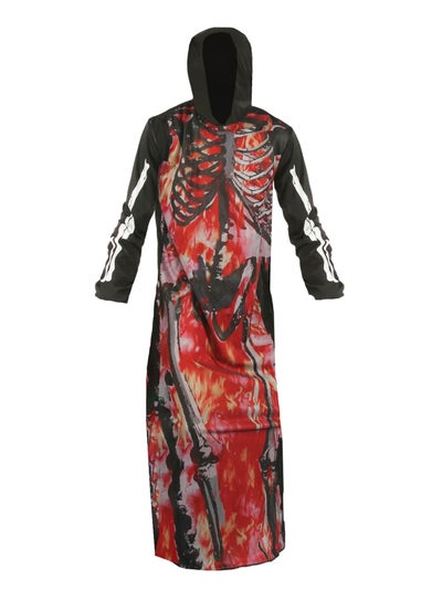 Bristol Novelty Black/Red Skeleton On Fire Costume