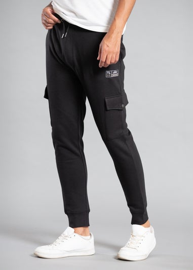 Tokyo Laundry Black Cotton Blend Joggers with Cargo-Style Pockets